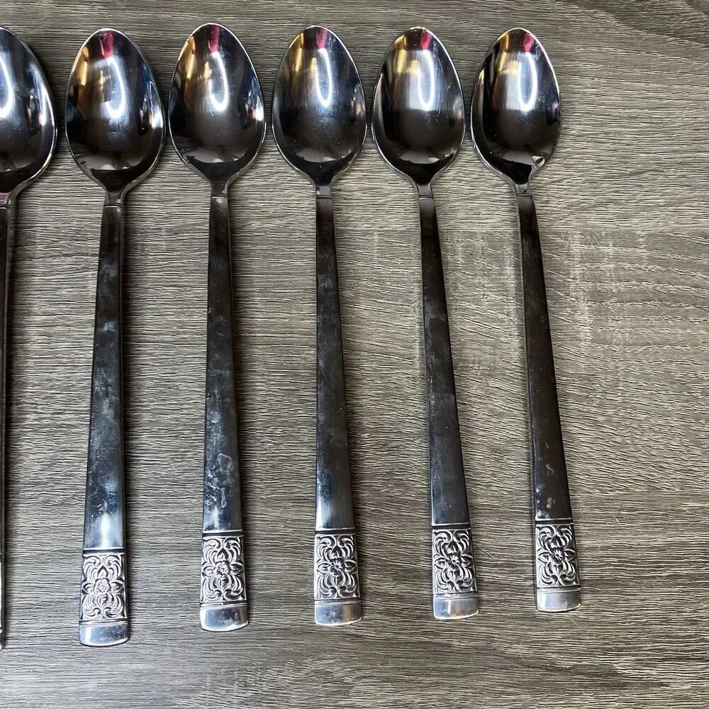 Reed & Barton Set Of 8 Harvest Bouquet 18/10 Stainless Iced Tea Spoons New